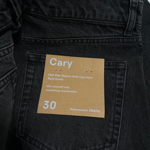 Reformation black jeans / cary high rise wide leg jean in summit - Picture 3 of 8